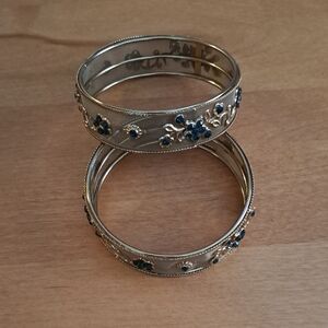 Gold and Greem Floral Bangle Set